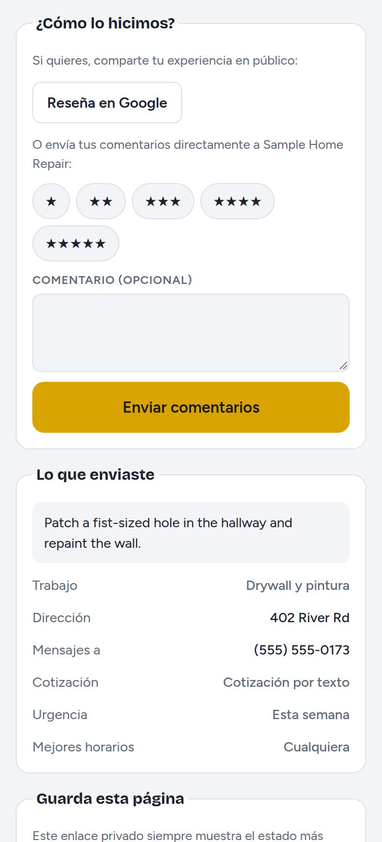 Pide una reseña